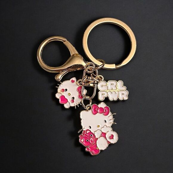 Hello Kitty Girl Power Pink Multi Charm Keychain NWT - Picture 1 of 2